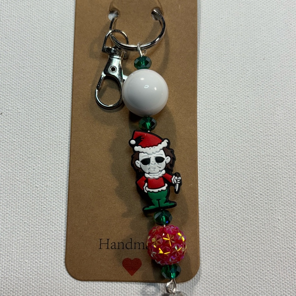 Festive Santa Keychain with Beads